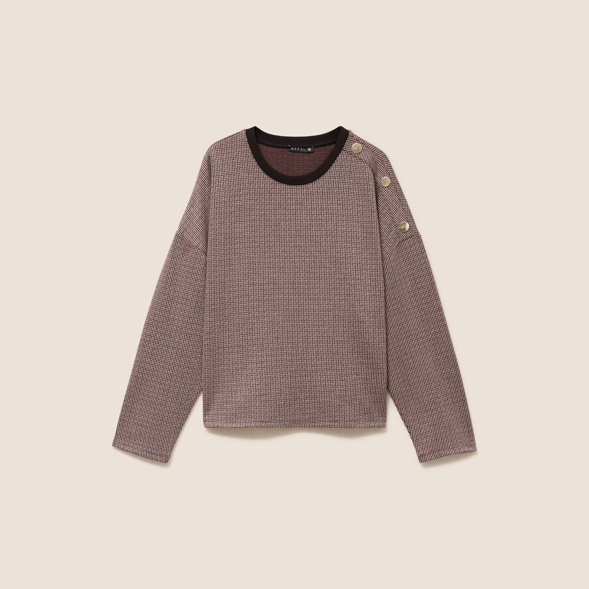 T-shirt ample jacquard manches longues multicolore femme