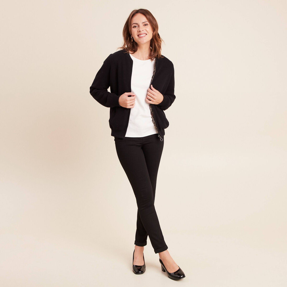 Gilet r&eacute;versible esprit bomber noir femme