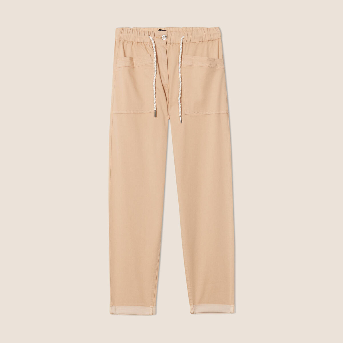 Pantalon coupe mom 7/8&egrave;me sable femme
