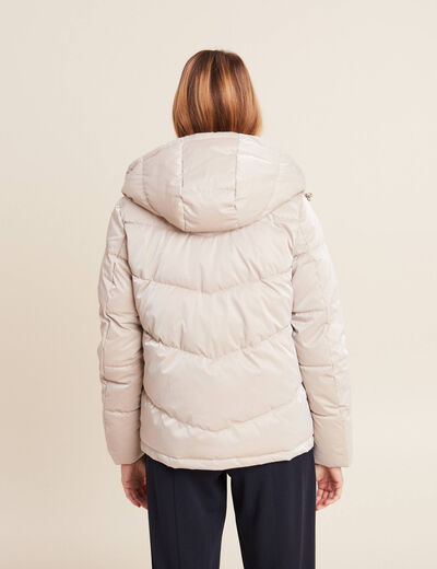 Doudoune à capuche beige femme