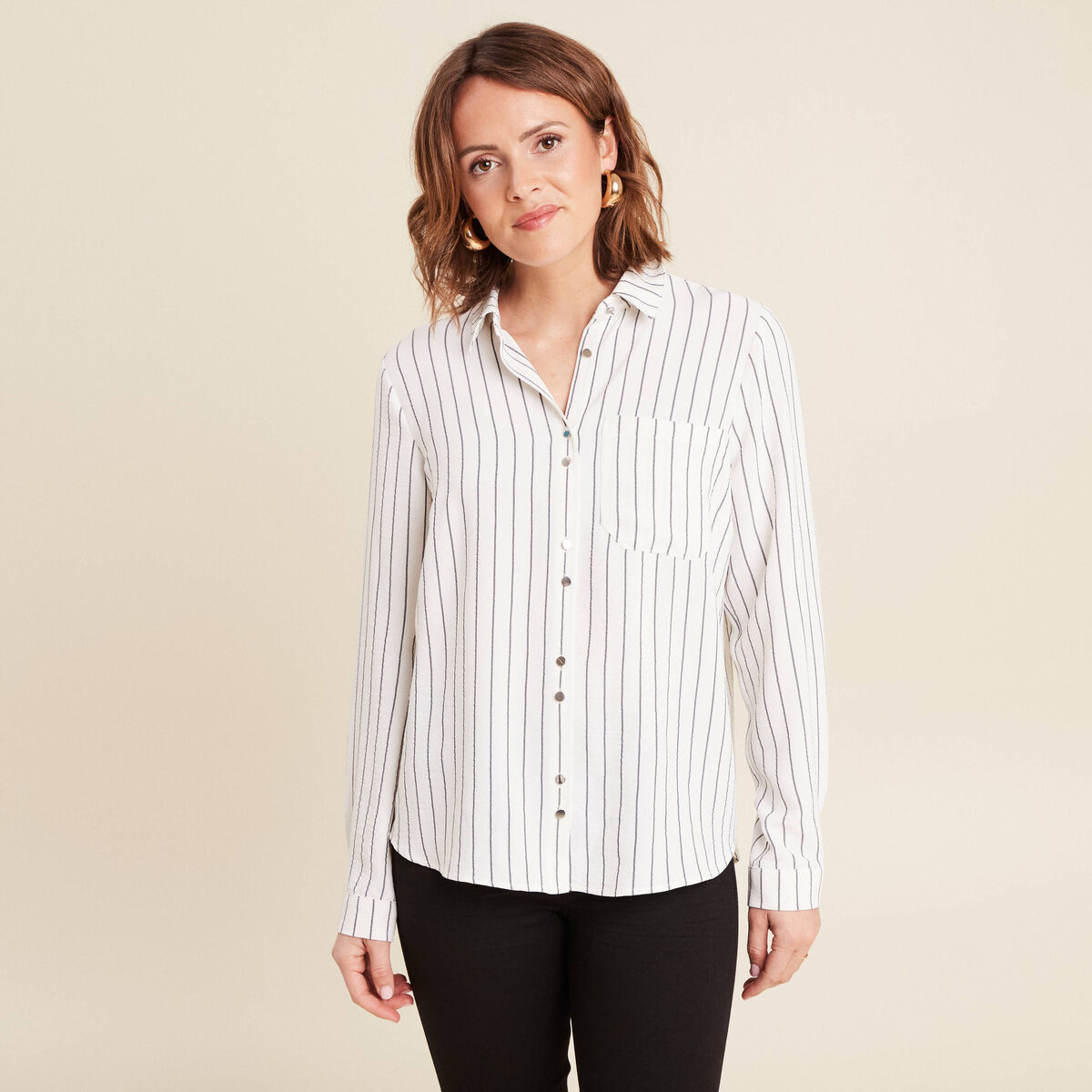 Chemise manches longues gris foncé femme
