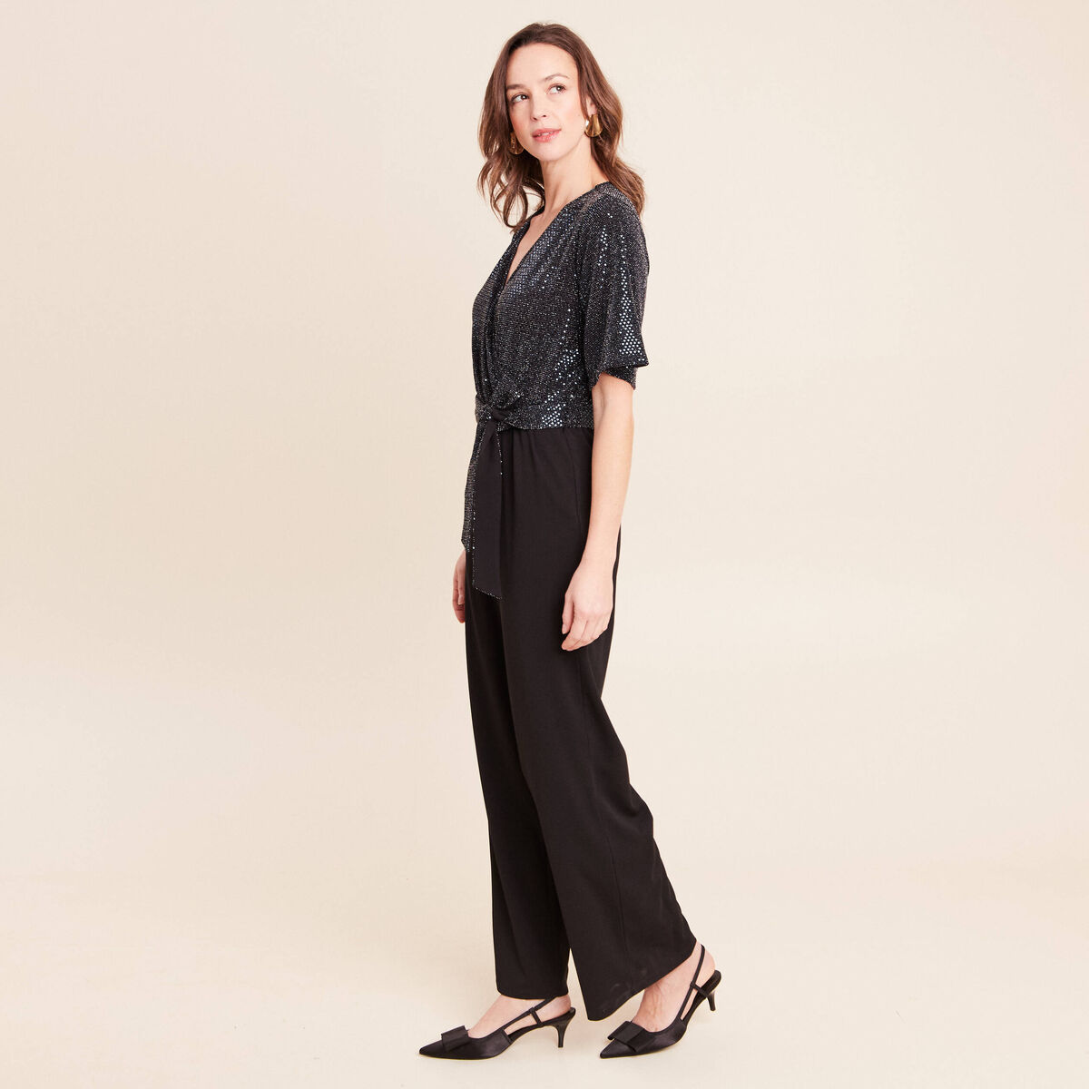 Combinaison en maille bleu marine femme