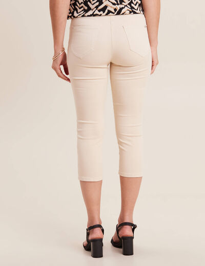 Pantacourt droit taille standard ecru femme
