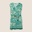 Robe droite courte col V manches courtes ecru femme