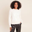 Pull col rond ecru femme