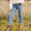 Jean large ceinturé denim double stone femme