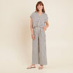 Pantalon large taille haute bleu foncé femme