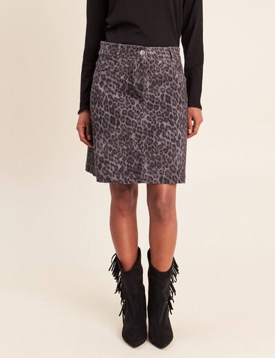 Jupe trap&egrave;ze courte gris ardoise femme