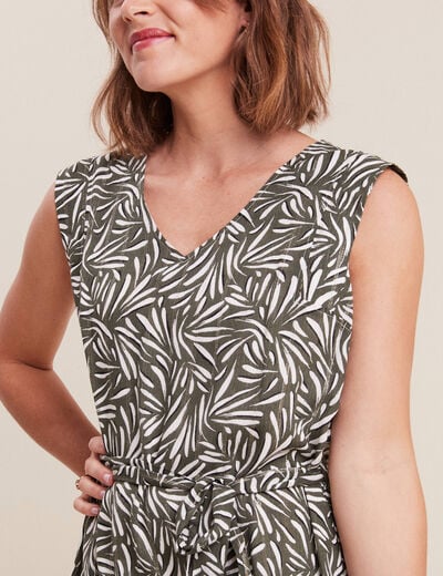 Robe droite ceinturée vert femme