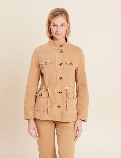 Veste boutonnée en jean marron clair femme