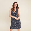 Robe fluide manches courtes bleu foncé femme