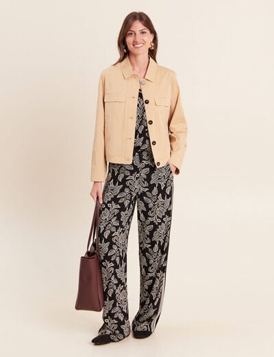 Blouse col v manches courtes noir femme