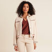 Veste en jean brodée denim beige femme