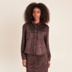 Chemise droite manches longues marron fonc&eacute; femme