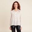 Chemise manches longues iris&eacute;e blanc femme