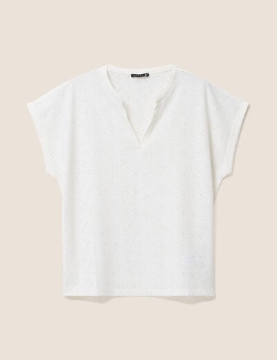 T-shirt droit manches courtes ecru femme
