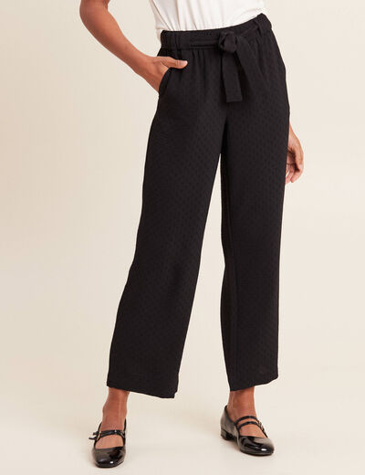 Pantalon flou droit 7/8ème noir femme