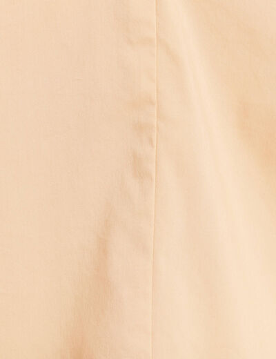 Blouse ample col chemise manches courtes beige femme