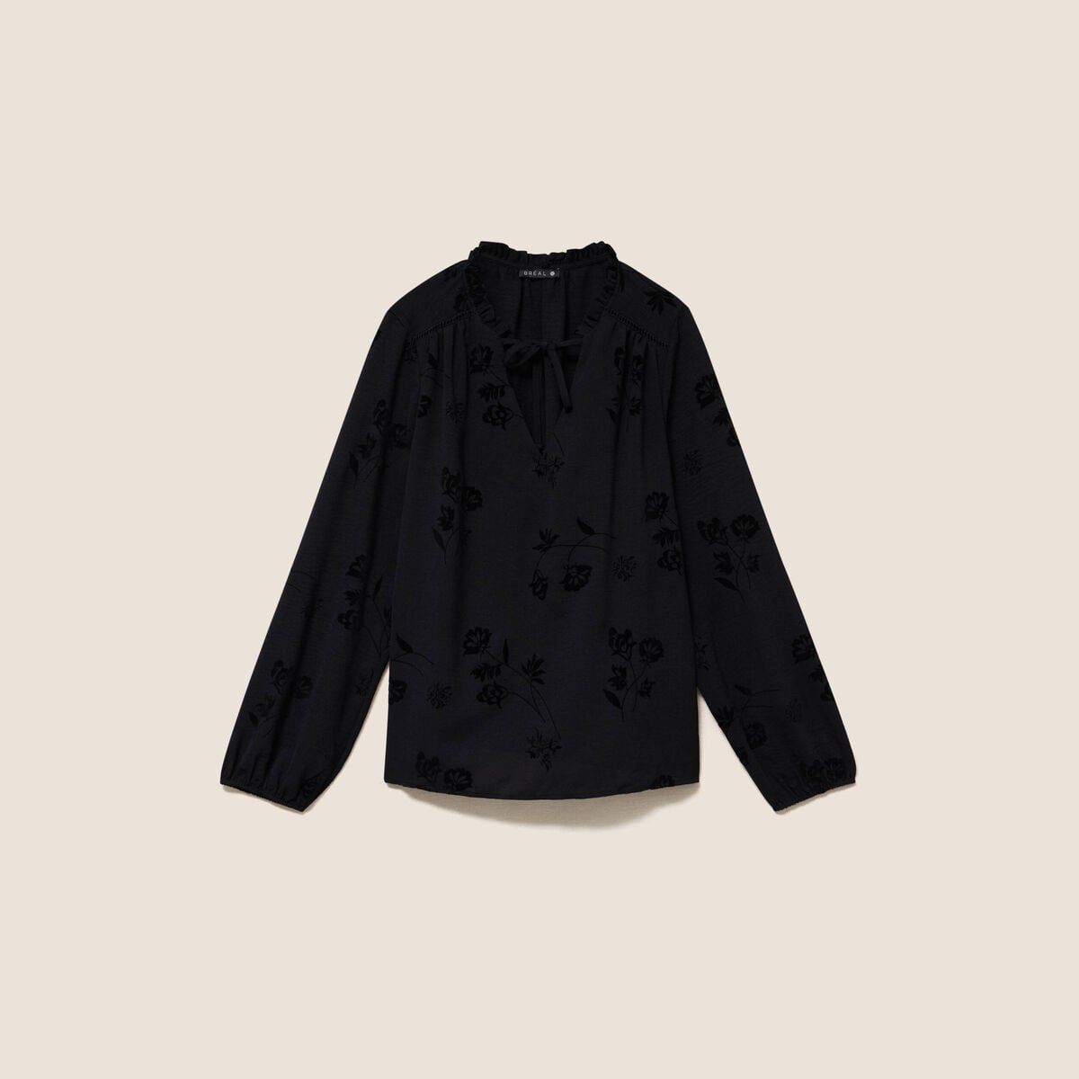 Blouse fluide manches longues noir femme