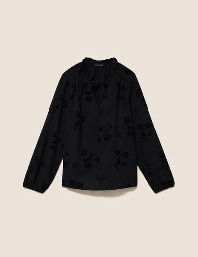 Blouse fluide manches longues noir femme