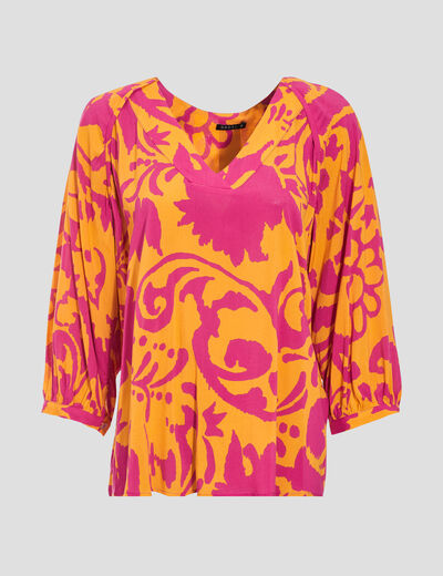 Blouse manches 3/4 jaune foncé femme