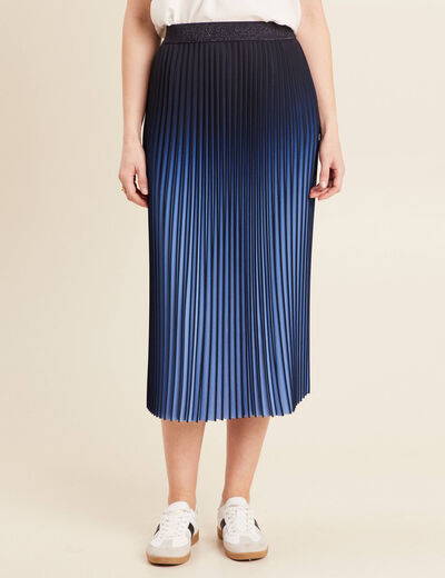 Jupe midi patineuse pliss&eacute;e bleu ciel femme
