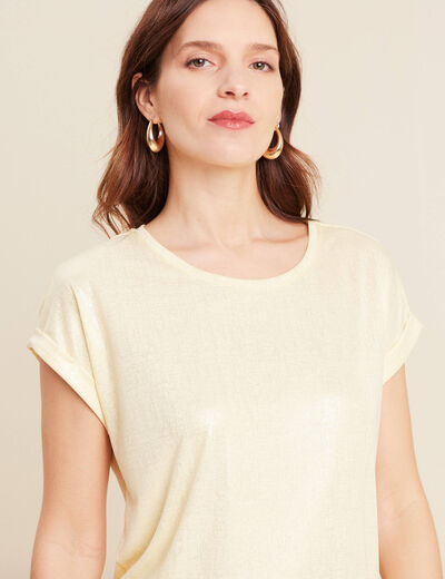 T-shirt manches courtes jaune clair femme