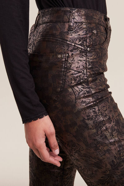 Pantalon ajusté couleur bronze femme