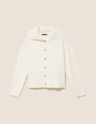 Gilet col camionneur ecru femme