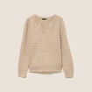 Pull col tunisien manches longues beige femme