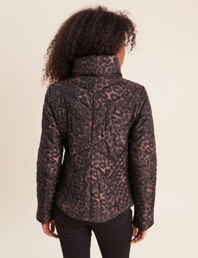 Doudoune d&eacute;perlante droite zipp&eacute;e marron femme