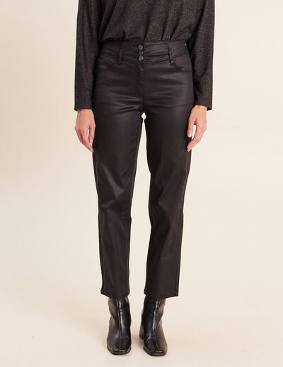 Pantalon enduit noir femme