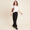 Pantalon large taille haute noir femme