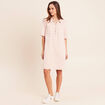 Robe courte droite en jean col chemise rose femme