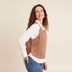 Top cintr&eacute; sans manches col rond camel femme