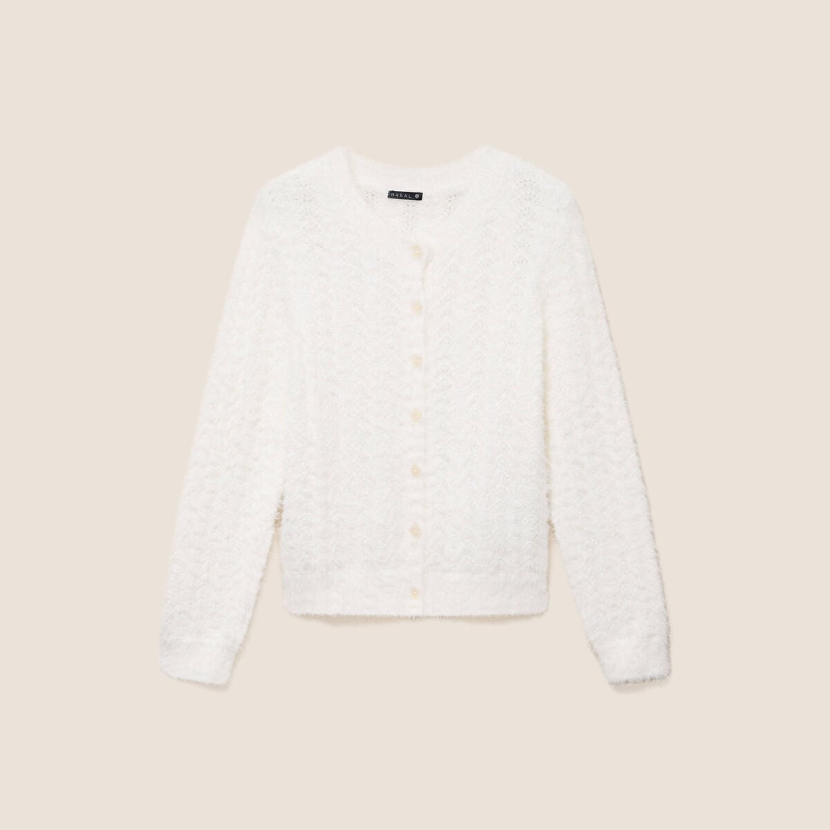 Cardigan col rond ecru femme