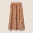 Jupe longue &eacute;vas&eacute;e beige femme
