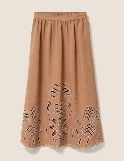 Jupe longue &eacute;vas&eacute;e beige femme