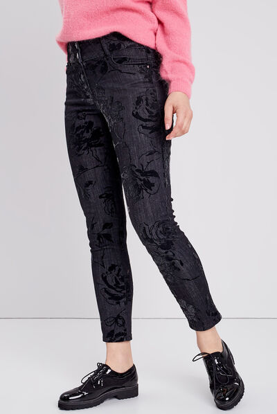 Jean ajusté taille standard denim gris femme