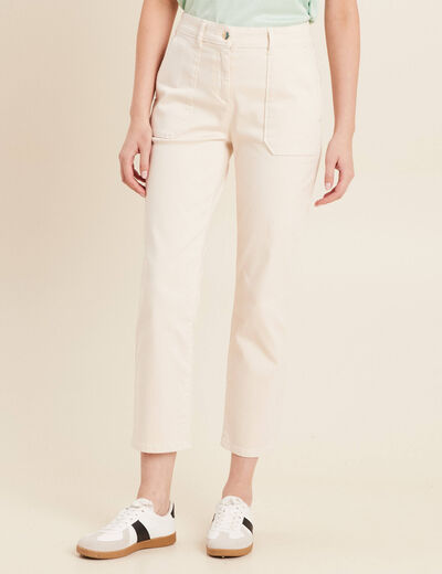 Pantalon droit velours ivoire femme
