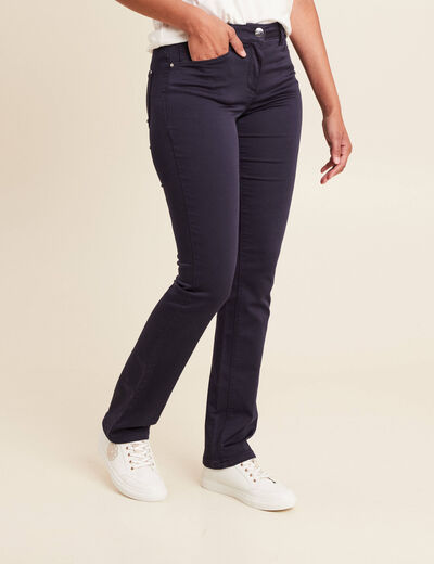 pantalon taille basculée bleu foncé femme