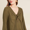 Blouse manches longues vert olive femme