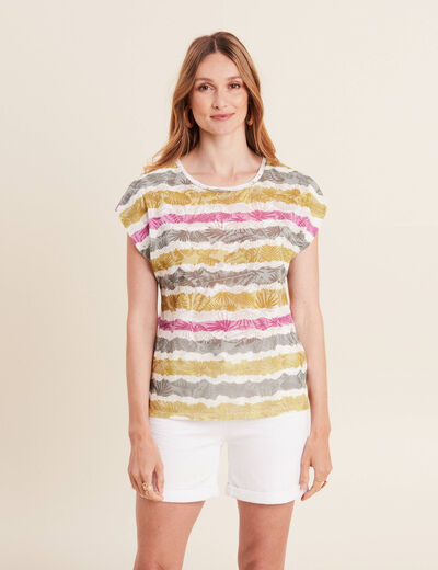 T-shirt manches courtes beige femme