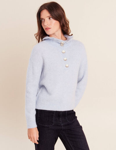 Pull col montant denim snow gris femme
