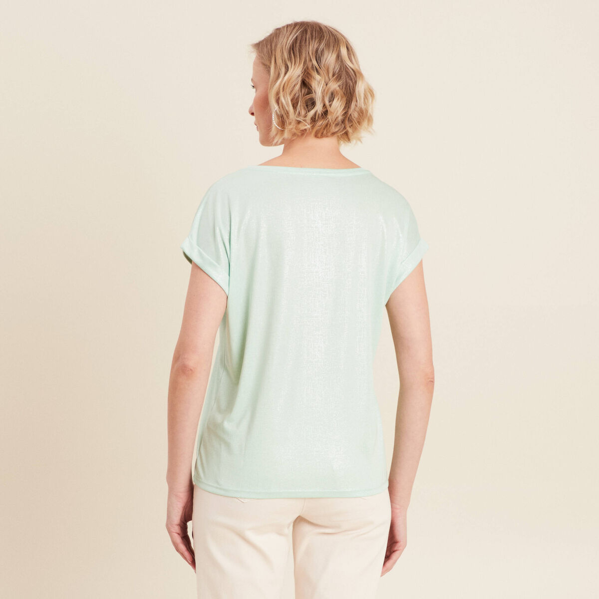 T-shirt manches courtes vert clair femme