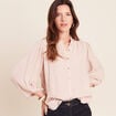 Chemise col montant manches 3/4 ivoire femme
