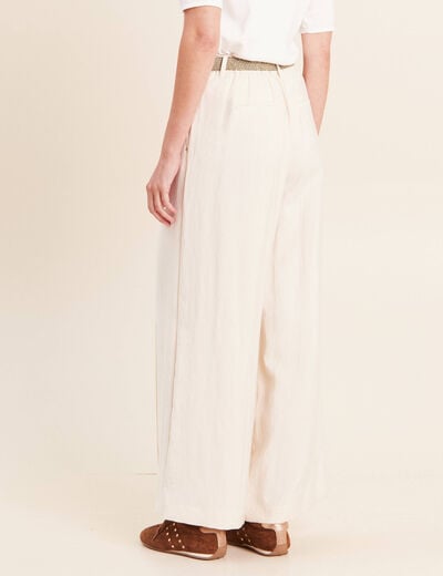 Pantalon large avec ceinture amovible ivoire femme