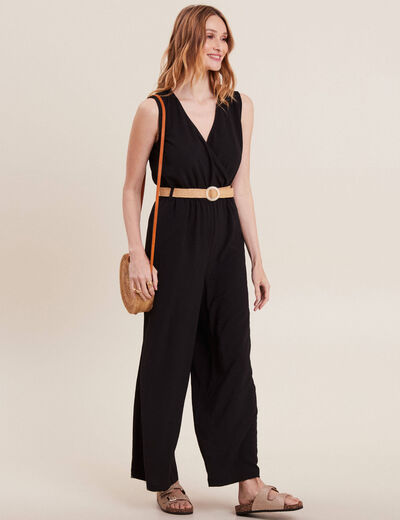 Combinaison pantalon fluide noir femme