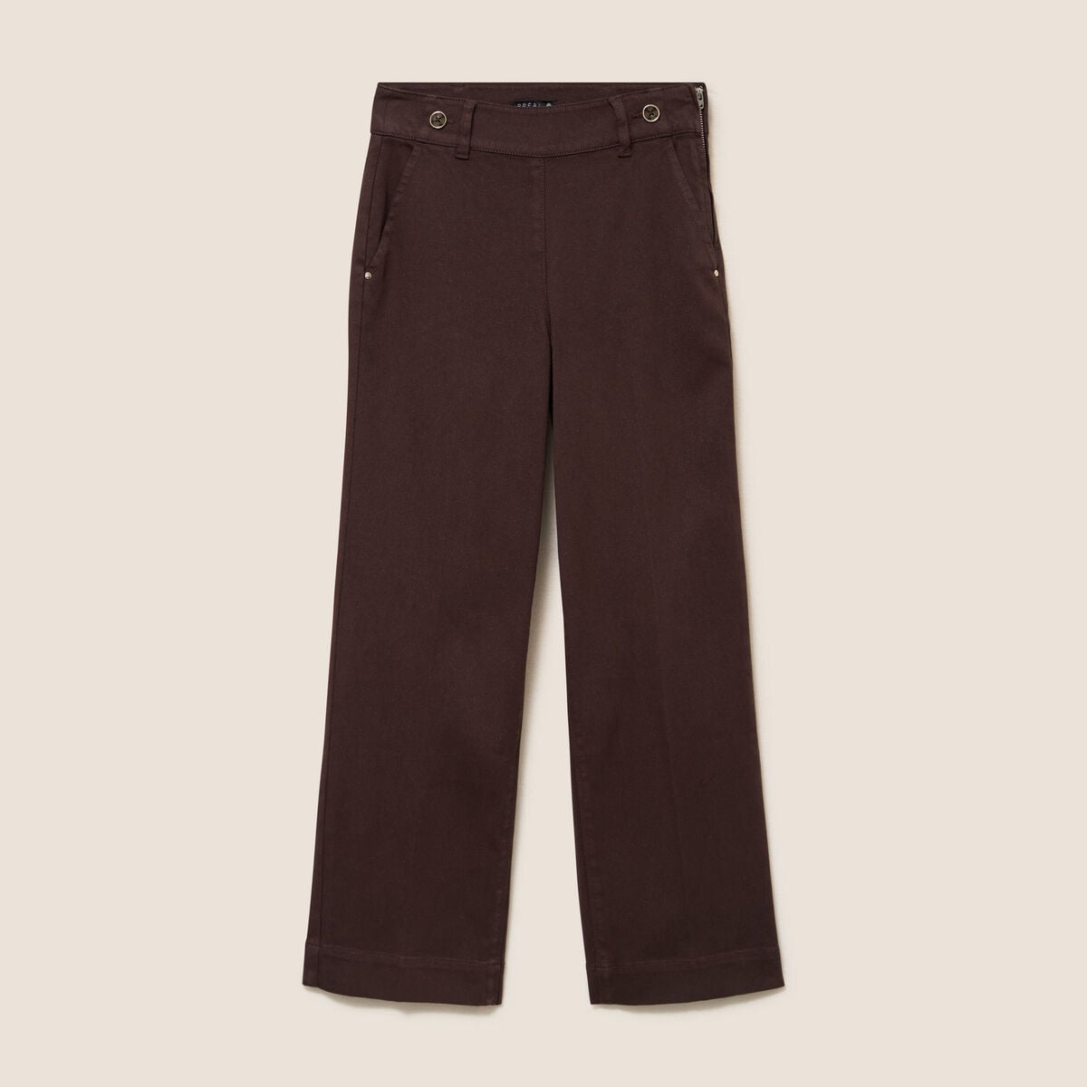 Jean large taille haute &agrave; paillettes marron fonc&eacute; femme