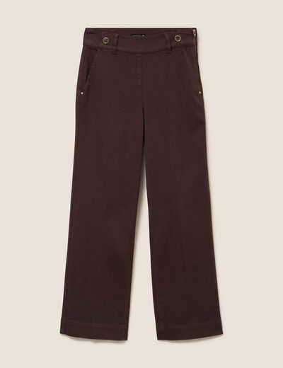 Jean large taille haute &agrave; paillettes marron fonc&eacute; femme